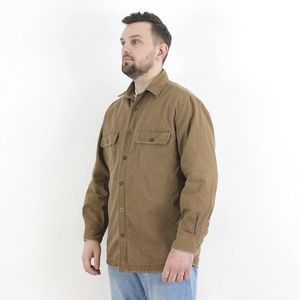 Men's Woolrich Fleece Lined Canvas Shirt Button Down Shirt Jacket, Medium